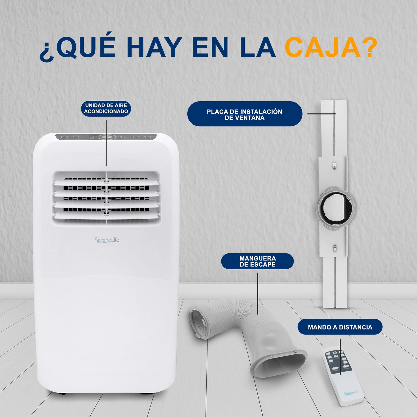 SereneLife Aire Acondicionado Portátil 8000 BTU con Deshumidificador para Espacios de hasta 30 m2 Incluye Control Remoto y Kit de Montaje.