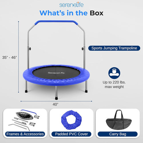 Trampolín Plegable Aeróbico Serenelife Para Adultos Y Niños Blue