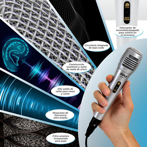 Micrófono Pyle Vocal Dinamico Profesional Pdmik1 Plata
