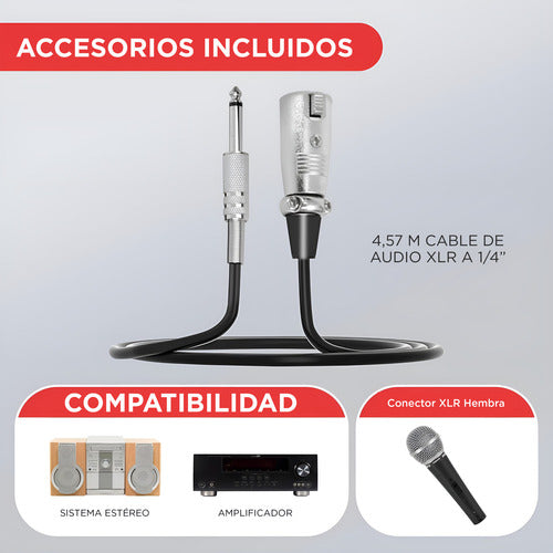 Micrófono Pyle Vocal Dinamico Profesional Con Interruptor Negro