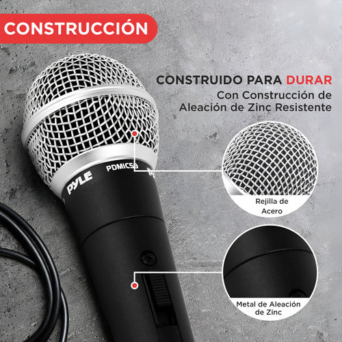 Micrófono Pyle Vocal Dinamico Profesional Con Interruptor Negro