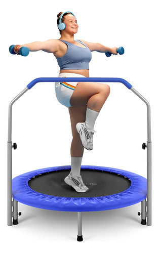 Trampolín Plegable Aeróbico Serenelife Para Adultos Y Niños Blue