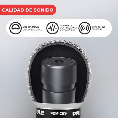 Micrófono Pyle Vocal Dinamico Profesional Con Interruptor Negro